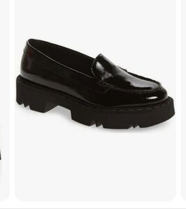 Aquatalia Hayley Patent Leather Lug Sole Platform Loafer Black Sz 7.5 NWT